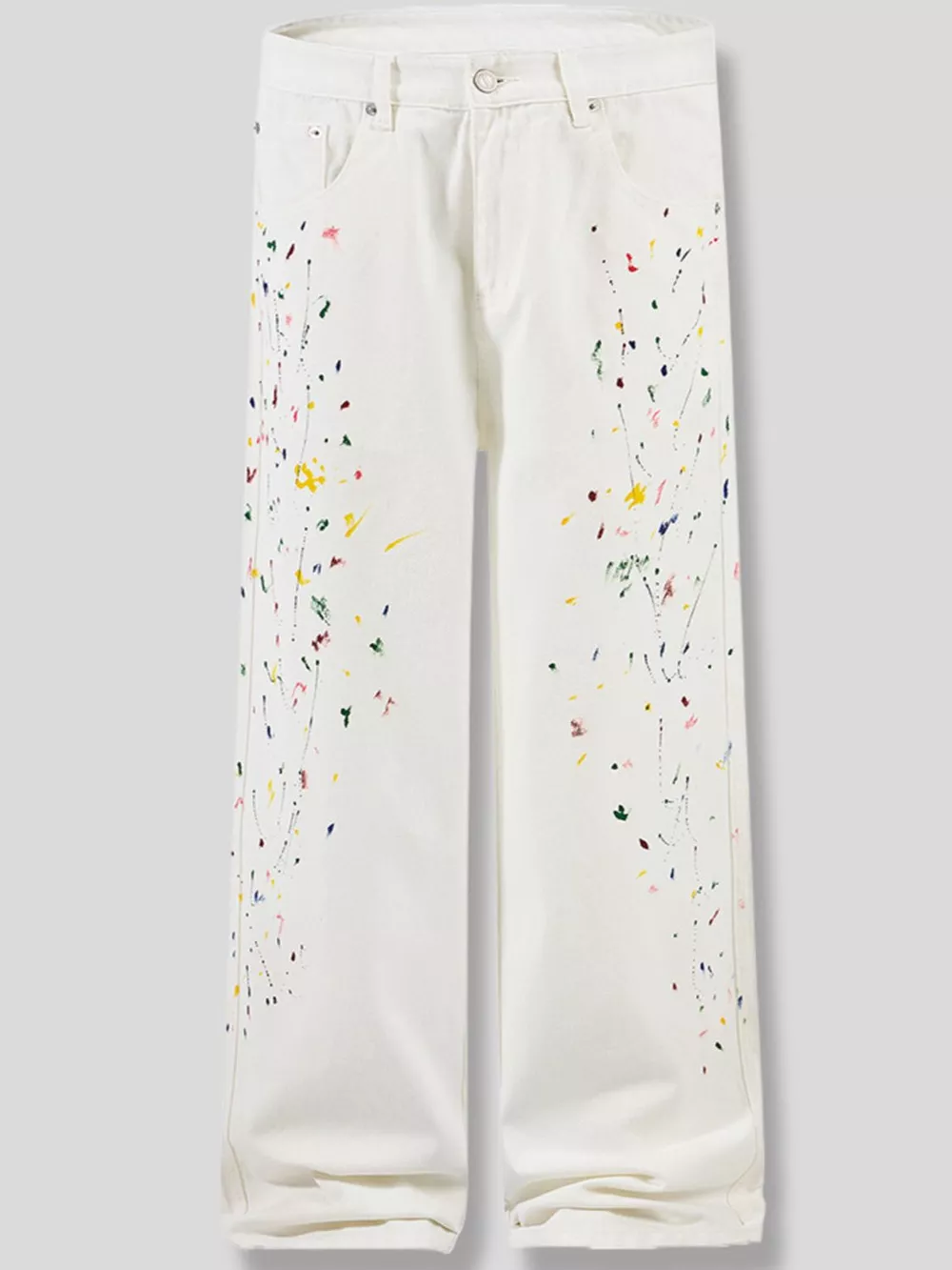 Men's Paint Splatter Artistic Wide Leg Jeans