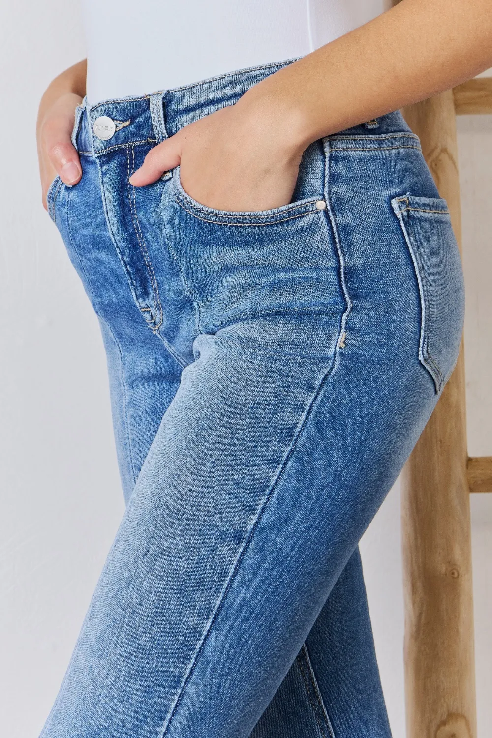 Full Size High Rise Ankle Flare Jeans, image 4