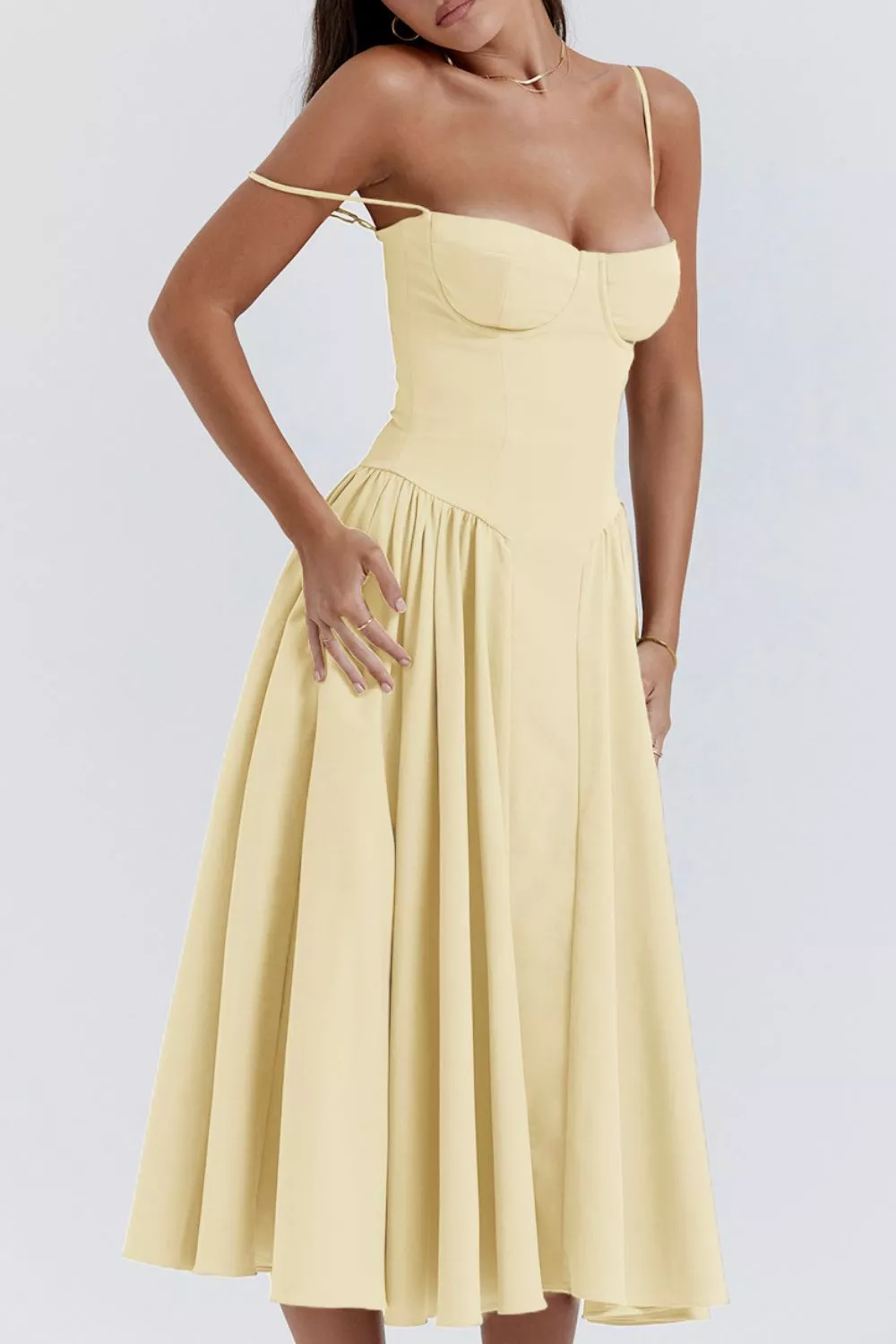 Sweetheart Neck Ruched Midi Dress, image 4