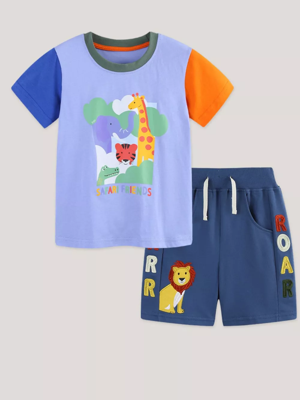 Children's Animal Graphic Color Block Tee and Shorts Set, image 2