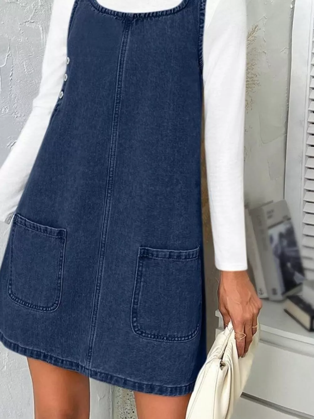 Casual Scoop Neck Sleeveless Denim Dress, image 6