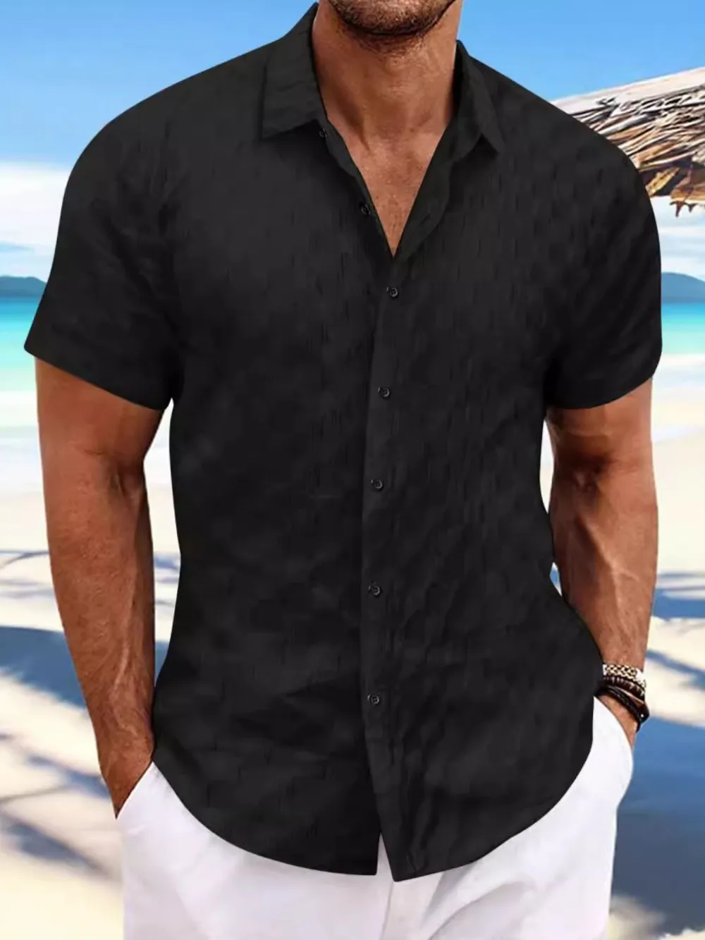 Men's Full Size Button Up Short Sleeve Shirt Plus Size, image 5
