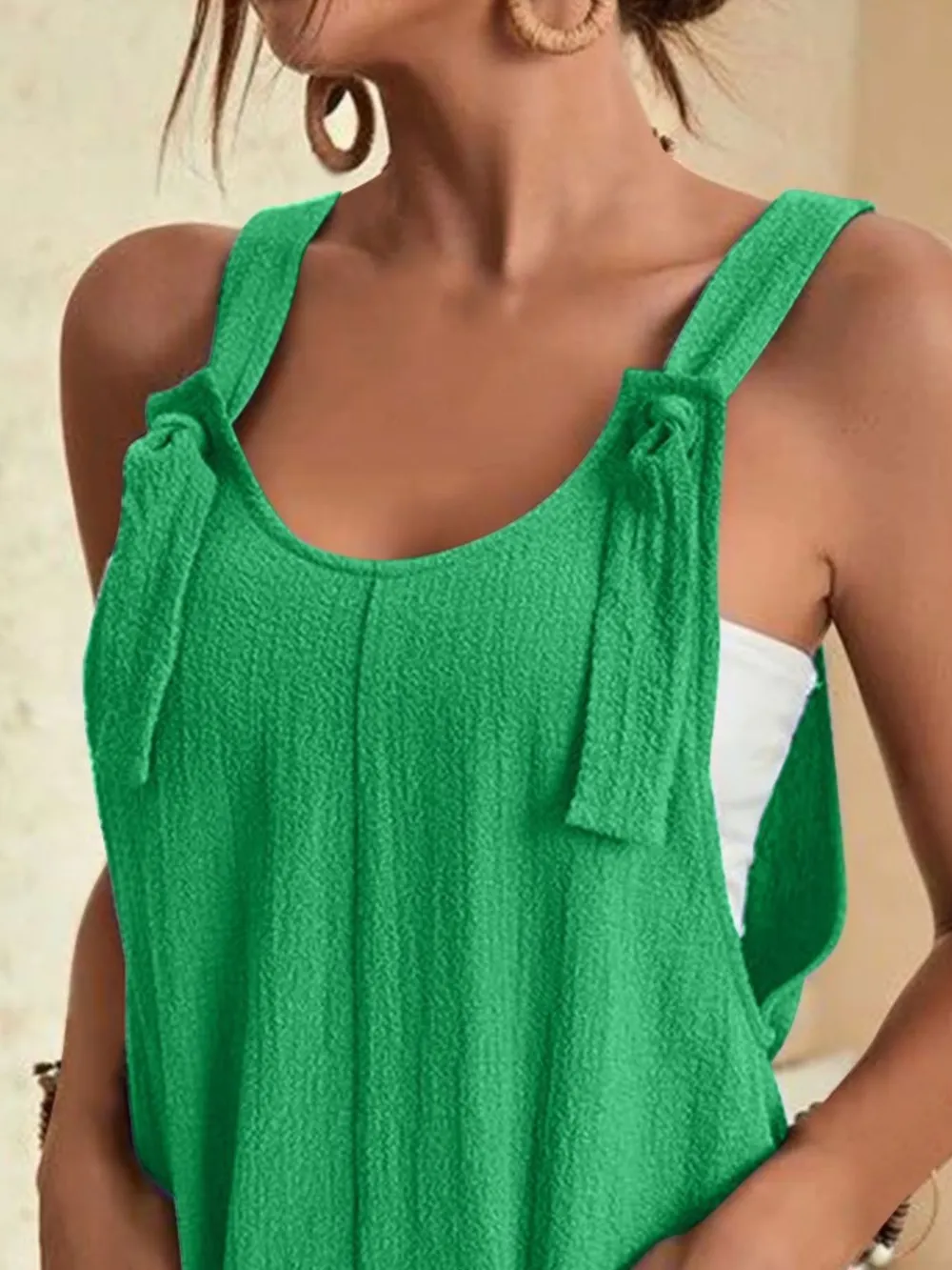 Full Size Knot Strap Romper with Pockets Plus Size, image 5