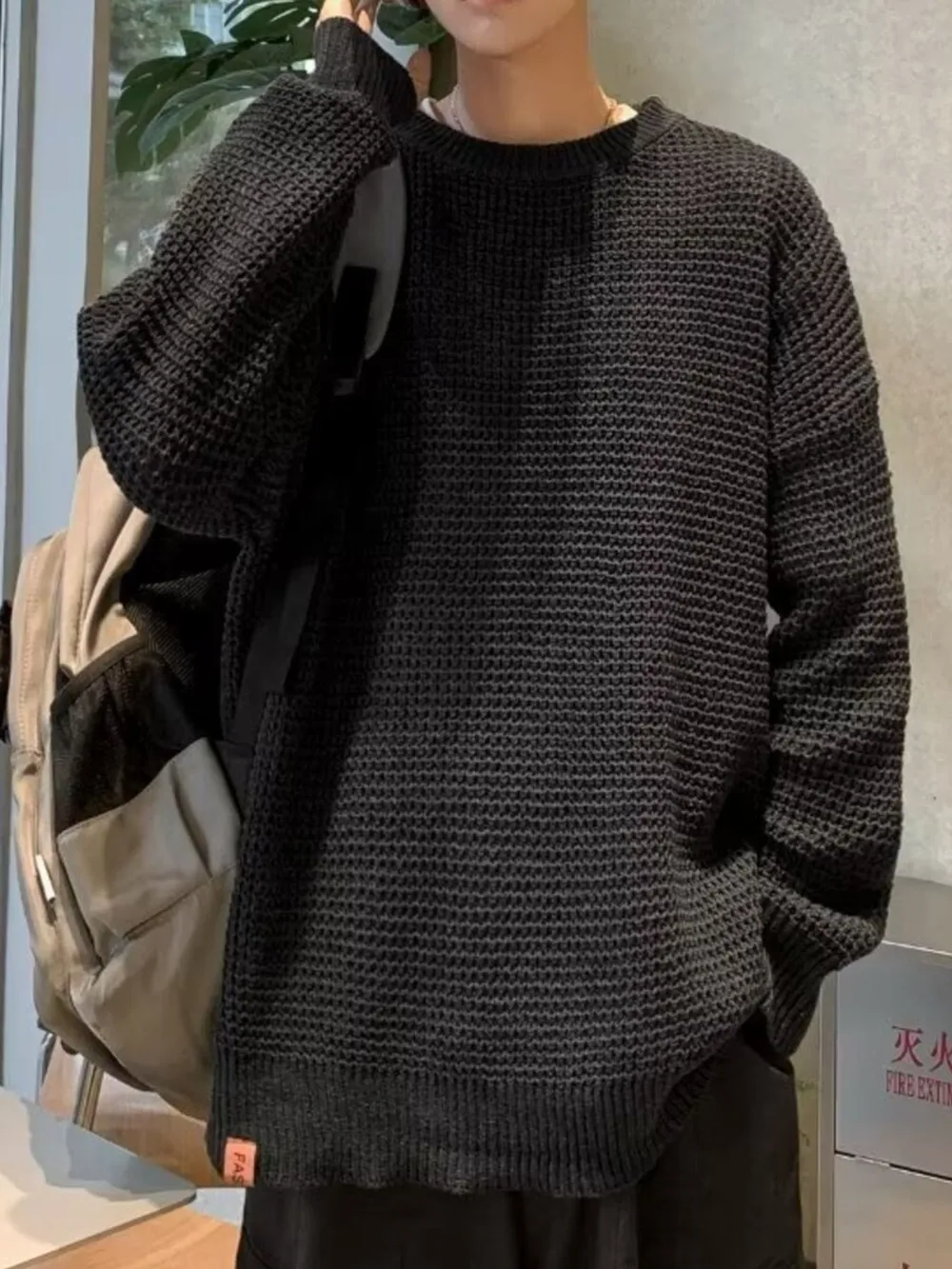 Men's Plus Size Round Neck Long Sleeve Sweater