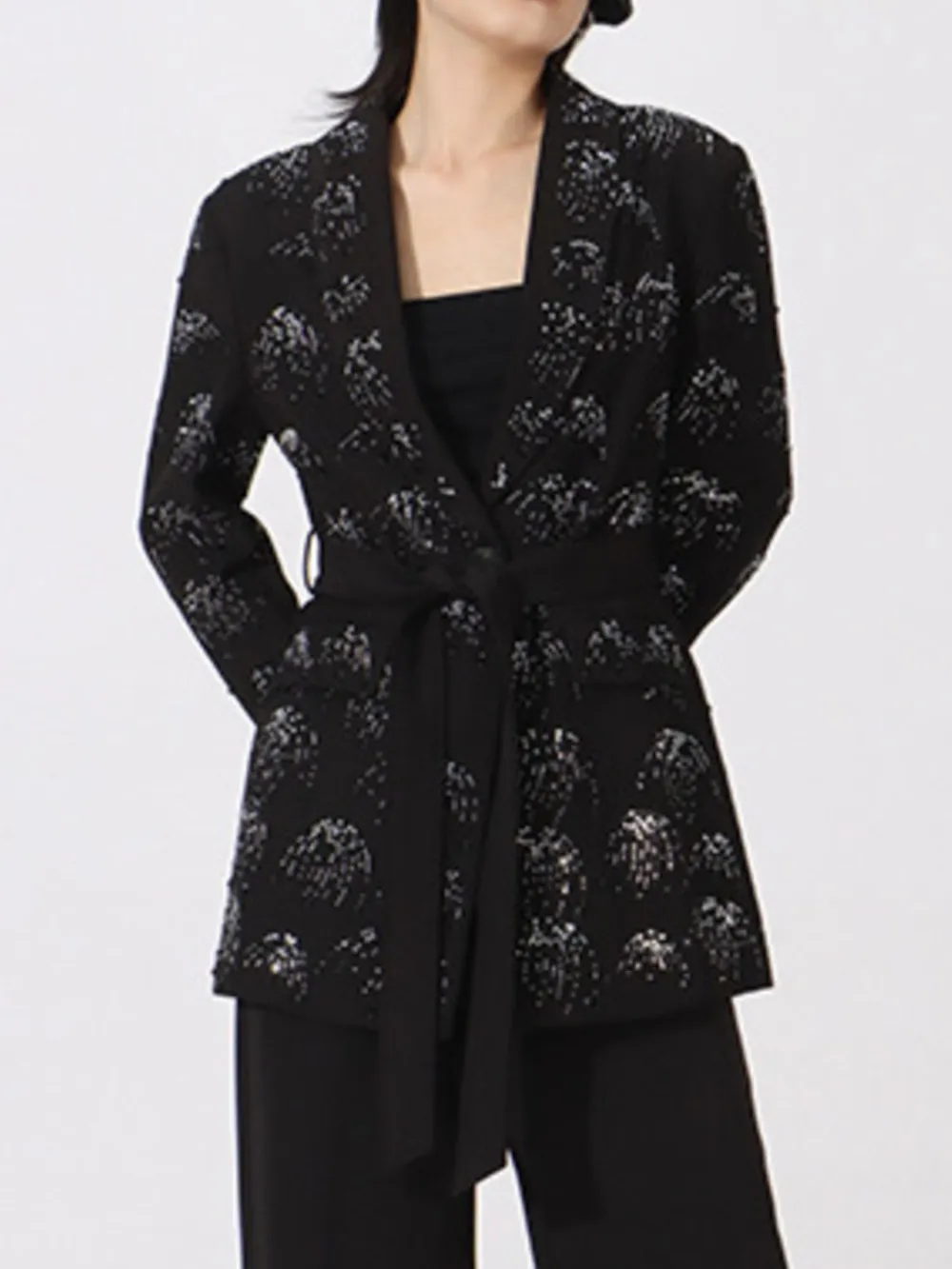 Rhinestone Button Down Long Sleeve Blazer, image 7
