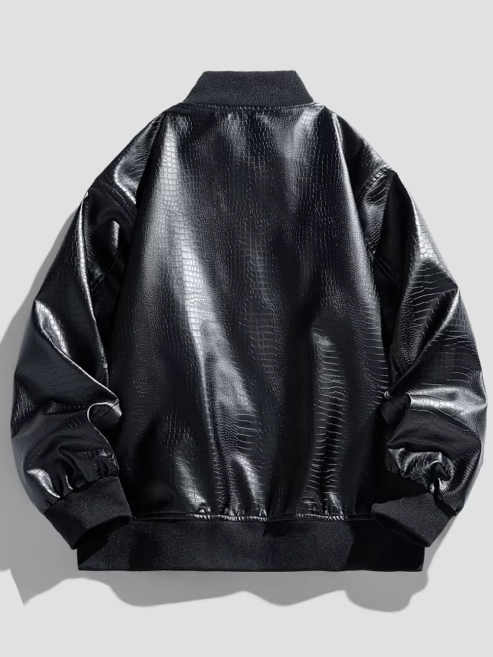 Men's Plus Size Zip Up Leather Jacket, image 4