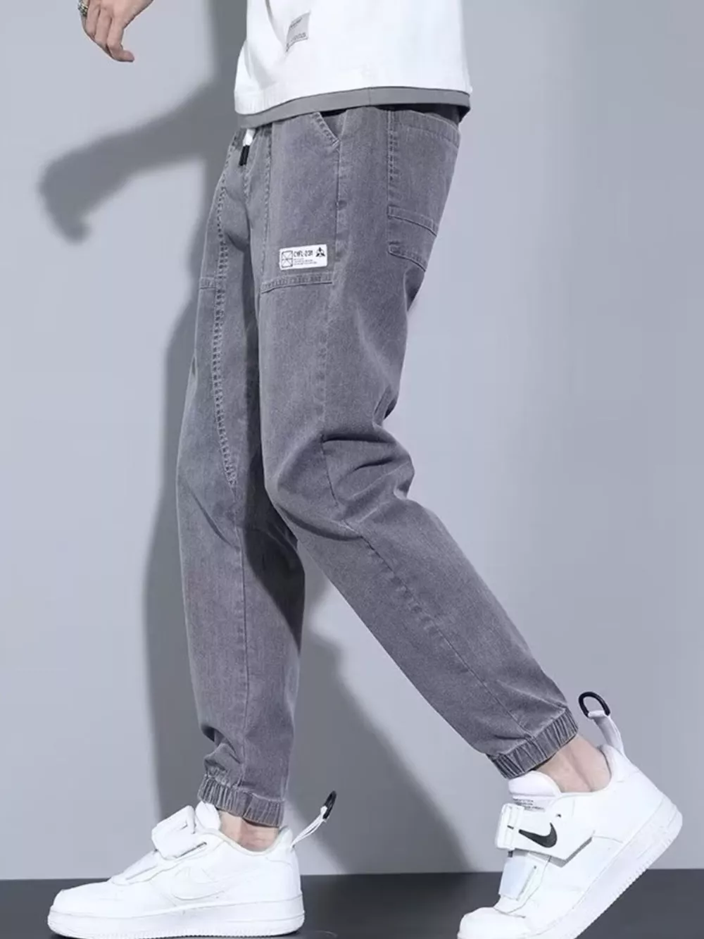 Men's Full Size Casual Loose Fit Denim Joggers Plus Size, image 2