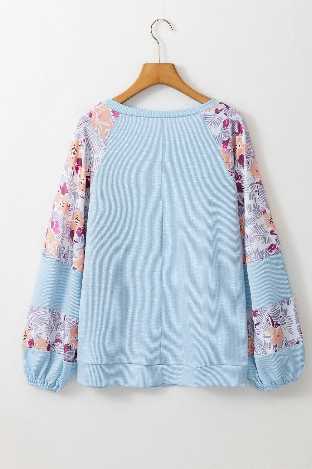 Printed Round Neck Balloon Sleeve Sweatshirt, image 4