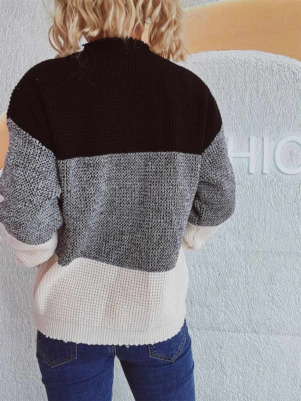 Color Block Long Sleeve Sweater, image 2