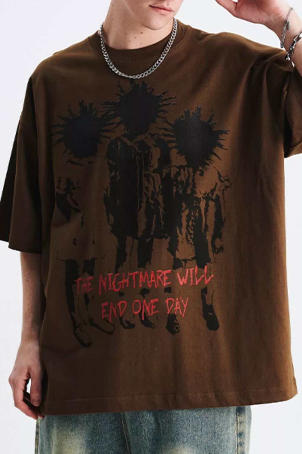 Men's Graphic Round Neck Oversized T-Shirt, image 5