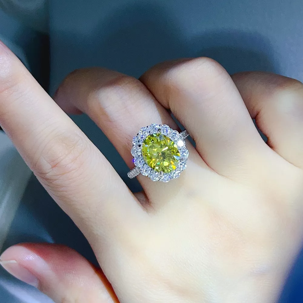 5 Carat Moissanite 925 Sterling Silver Round Ring, image 2