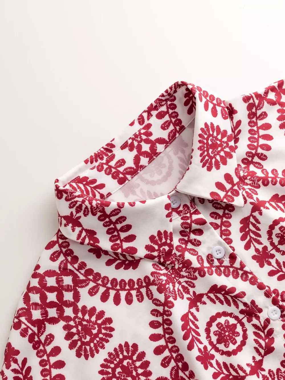 Printed Tie Waist Button Front Romper, image 15