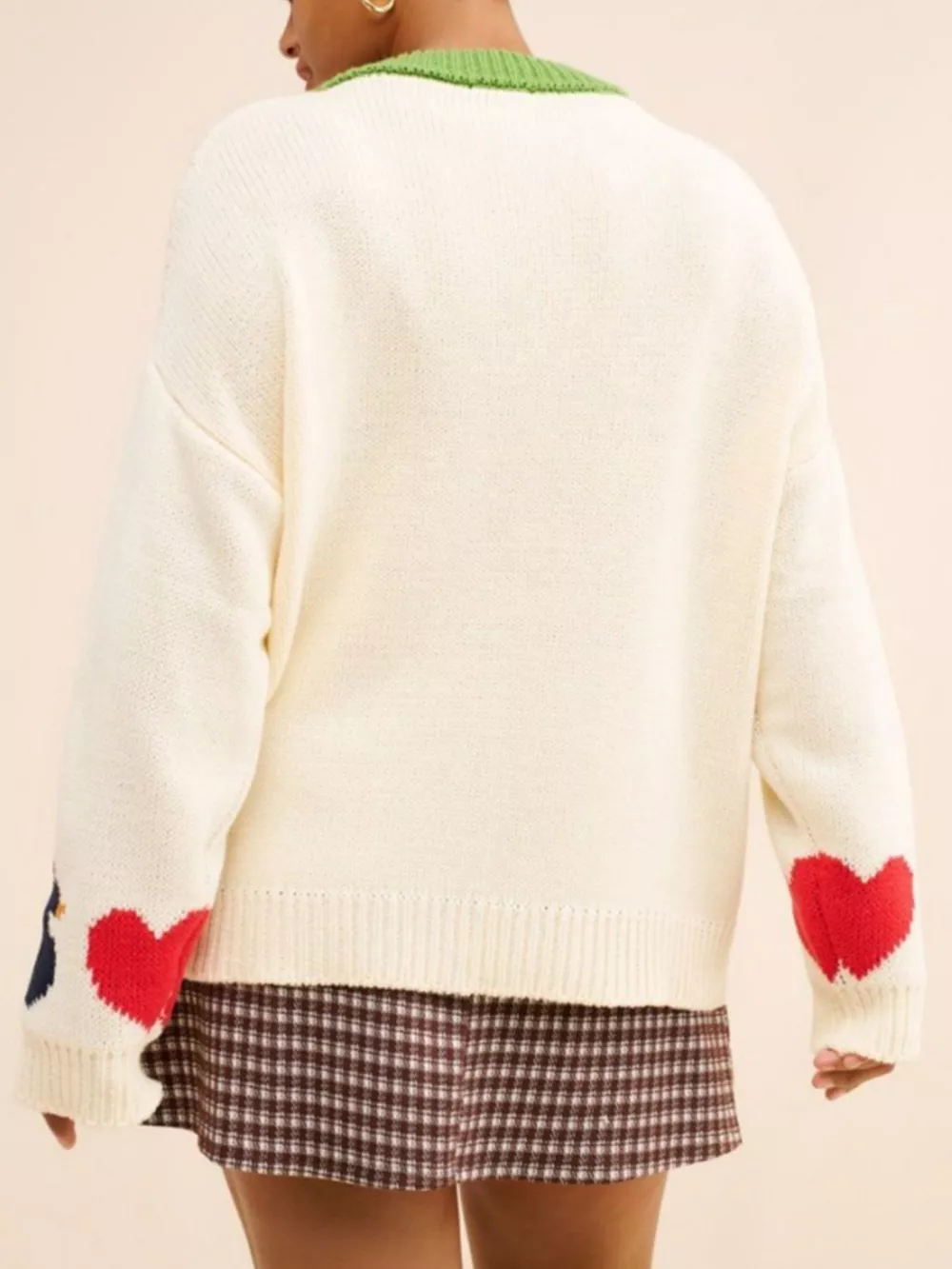 Swan Heart Pattern Round Neck Sweater, image 6