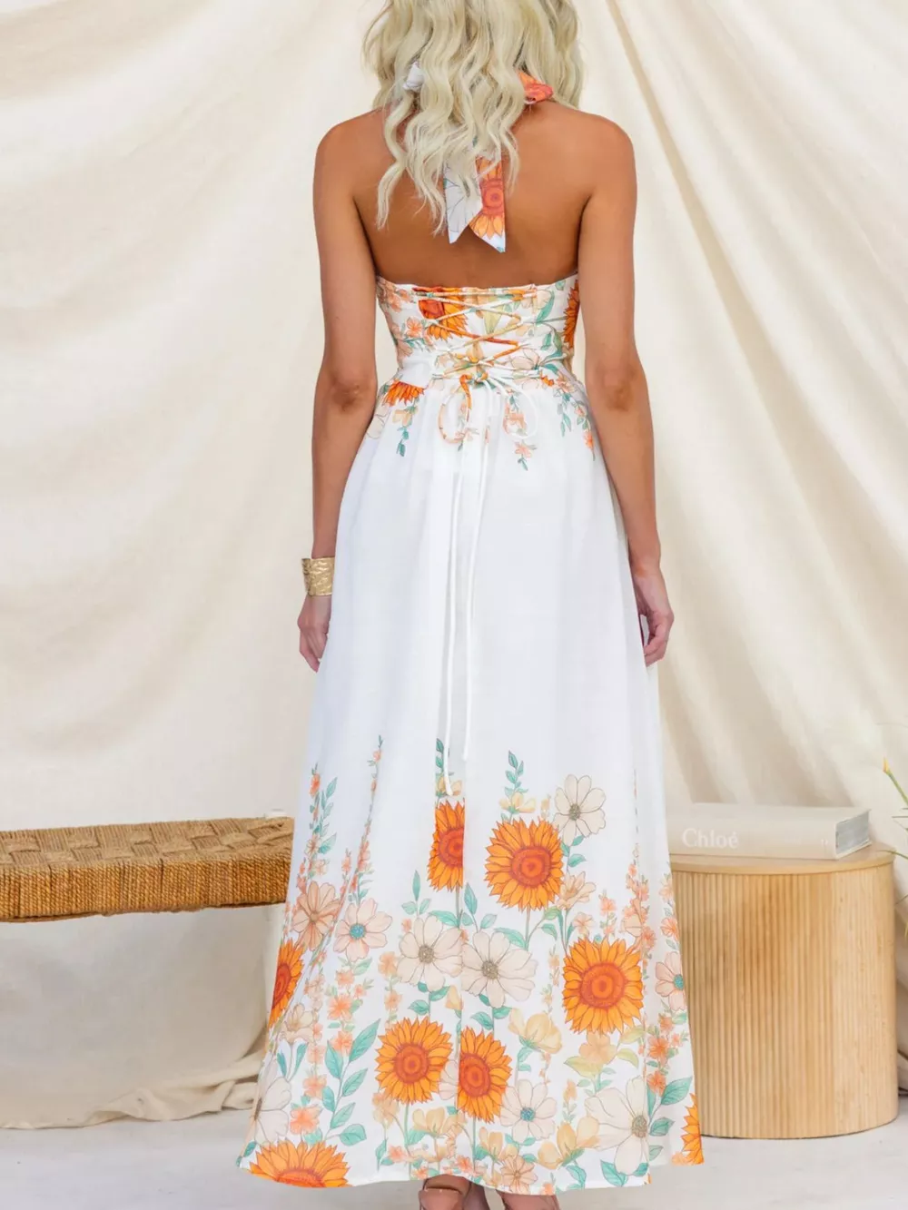 Floral Print Halter Neck Maxi Dress, image 7