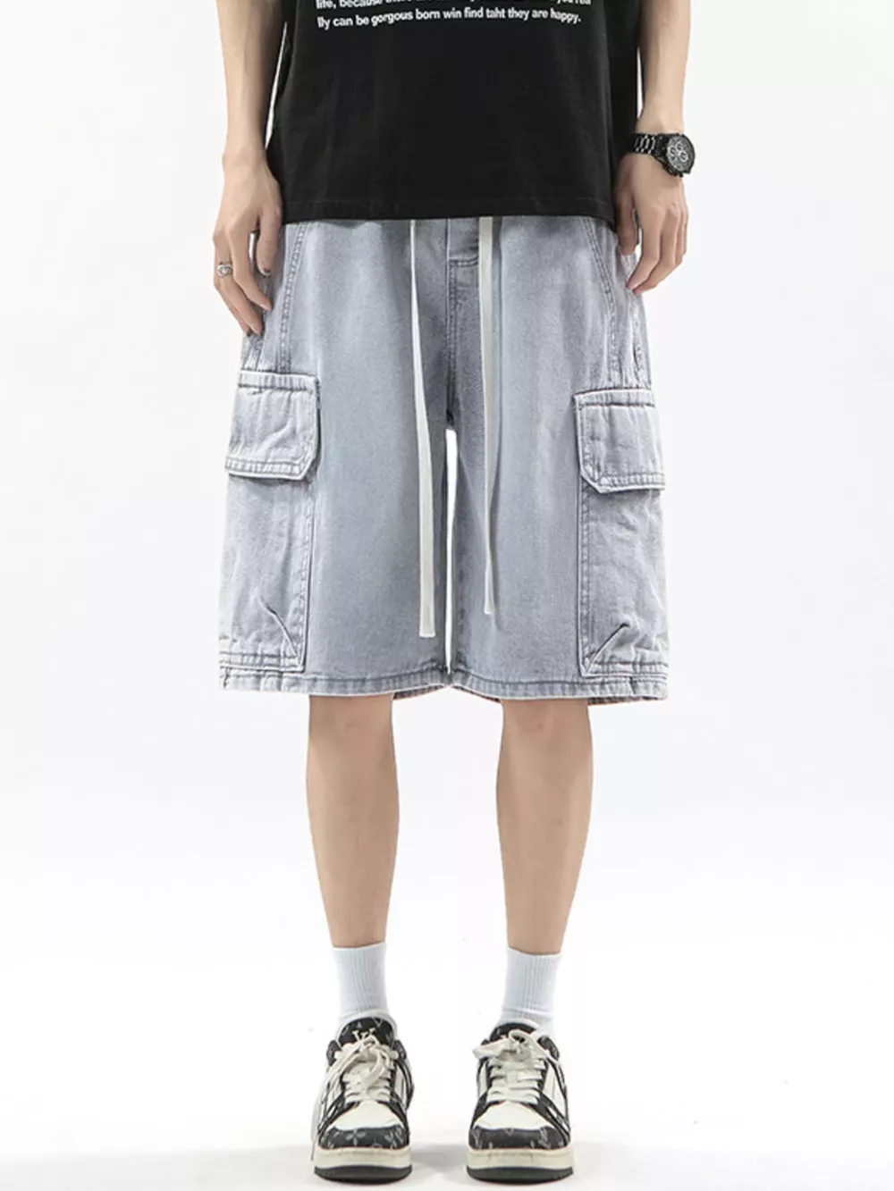 Men's Full Size Wash Drawstring Cargo Shorts Plus Size, image 3
