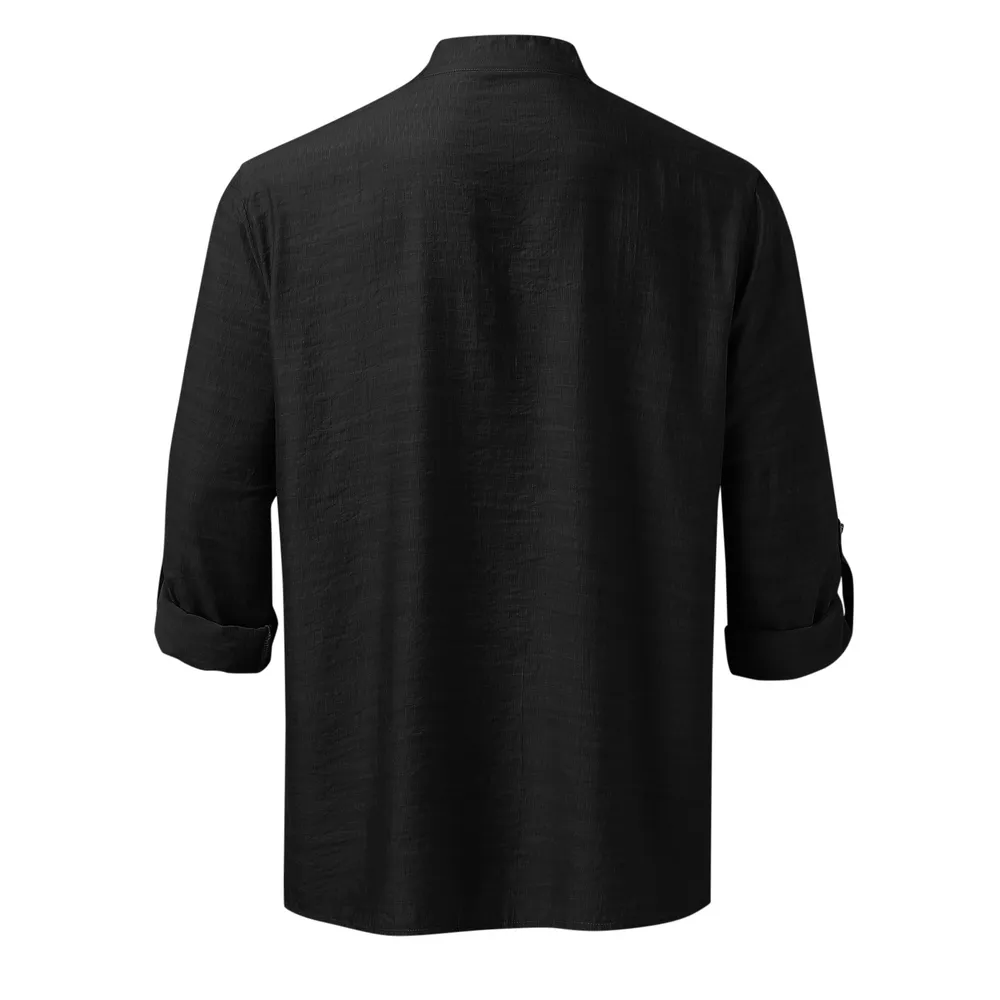 Men's Full Size Half Button Long Sleeve Shirt Plus Size, image 3