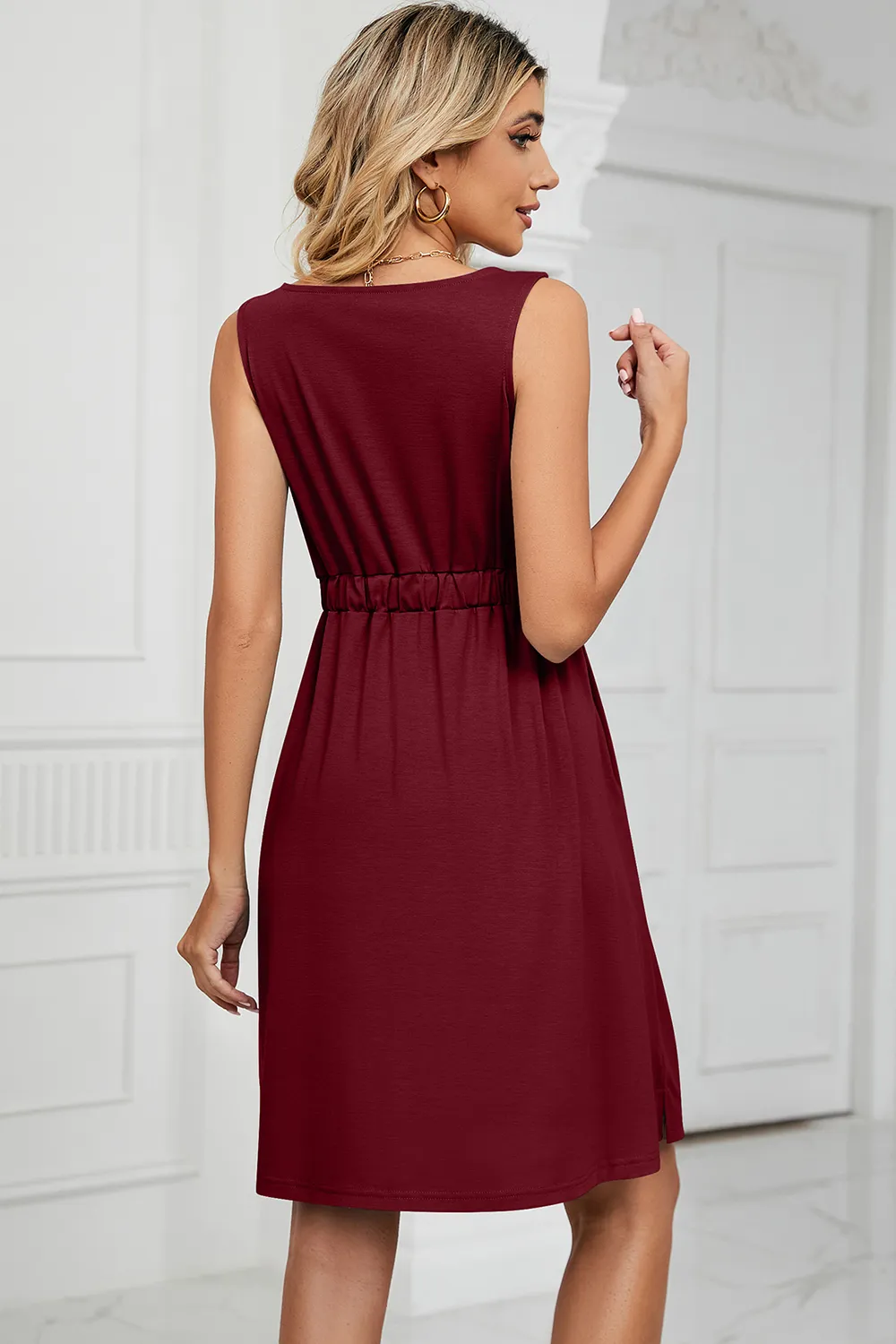 Buttoned Wide Strap Mini Dress, image 4