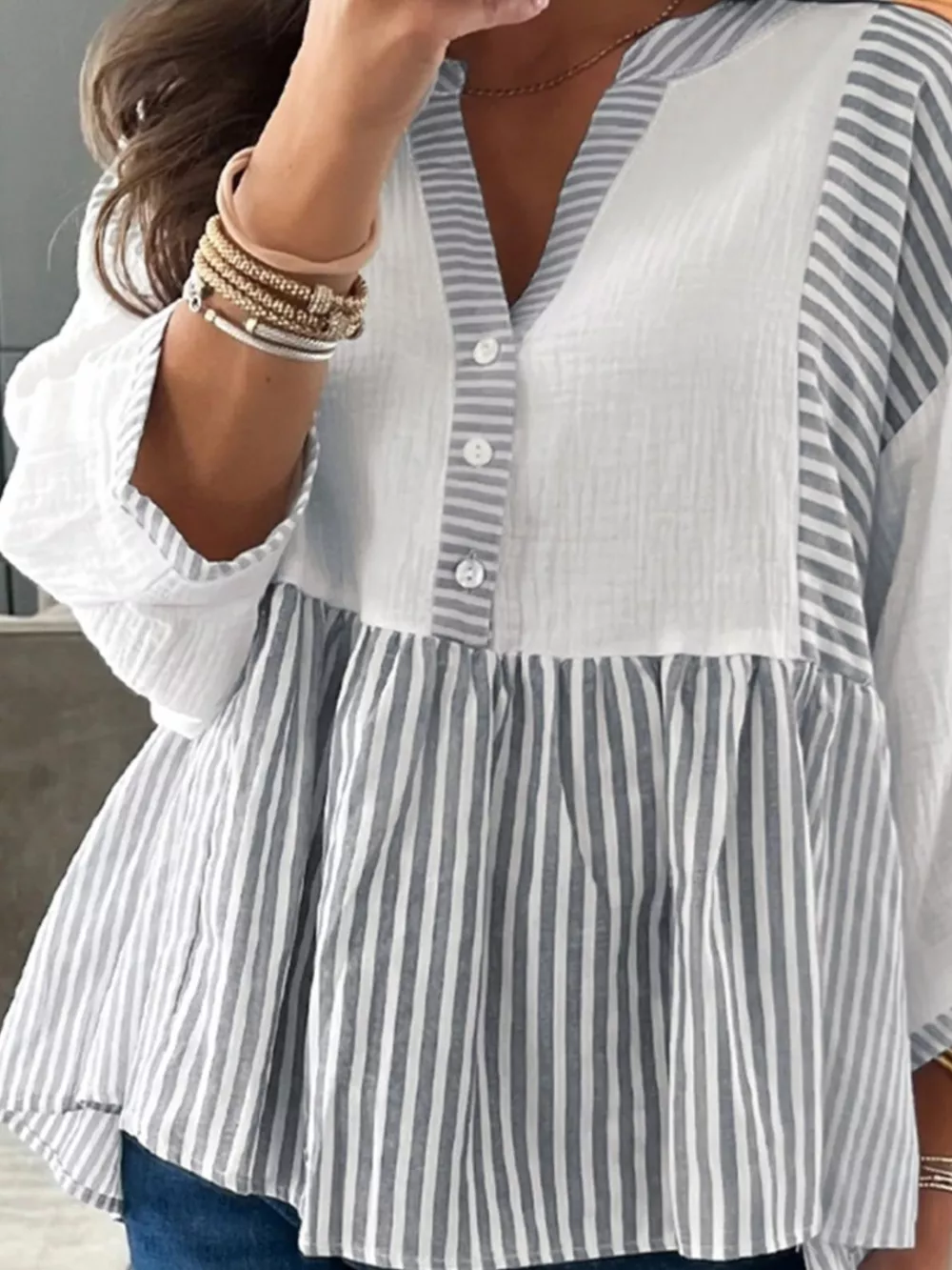 Striped Button Detail Blouse, image 2