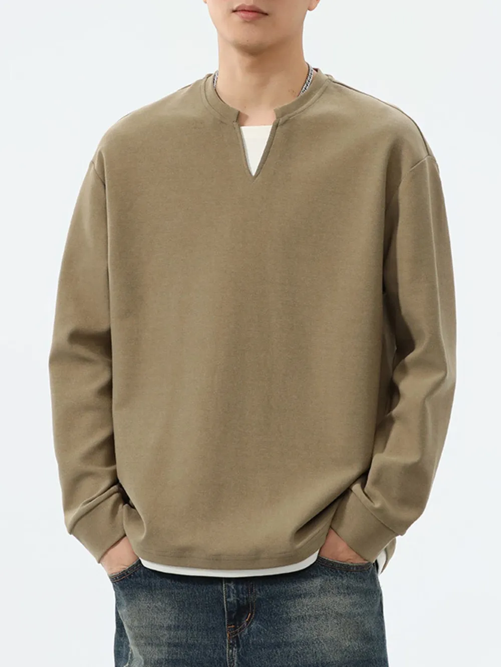 Men's Plus Size Drop Shoulder Long Sleeve Sweatshirt, image 3