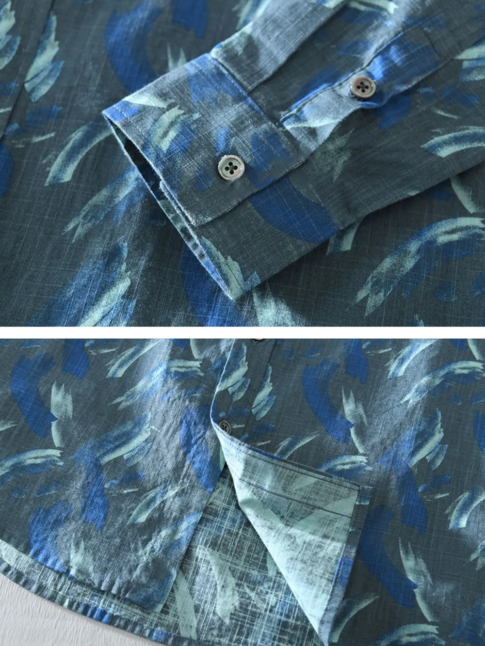 Men's Plus Size Printed Button Up Long Sleeve Shirt, image 3