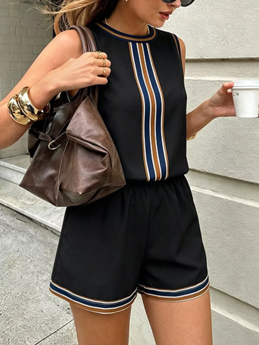 Striped Sleeveless Top and Shorts Set, image 7