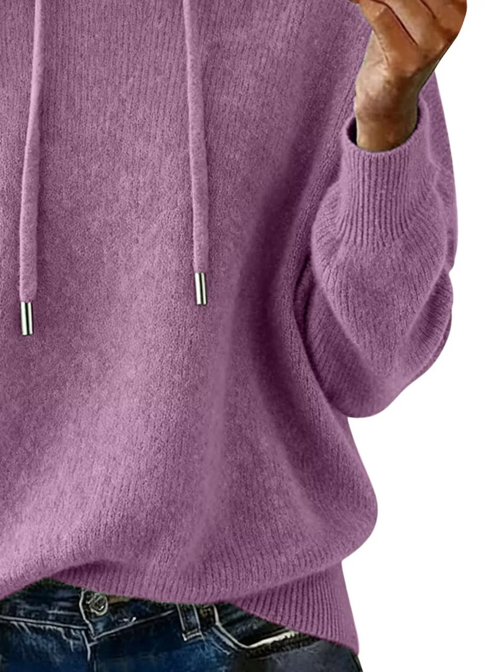 Drawstring Long Sleeve Hooded Sweater, image 5