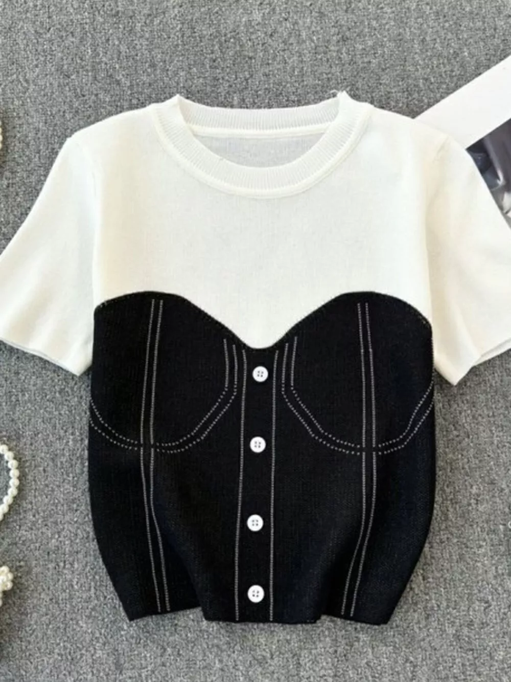 Color Block Short Sleeve Knit T-Shirt, image 11
