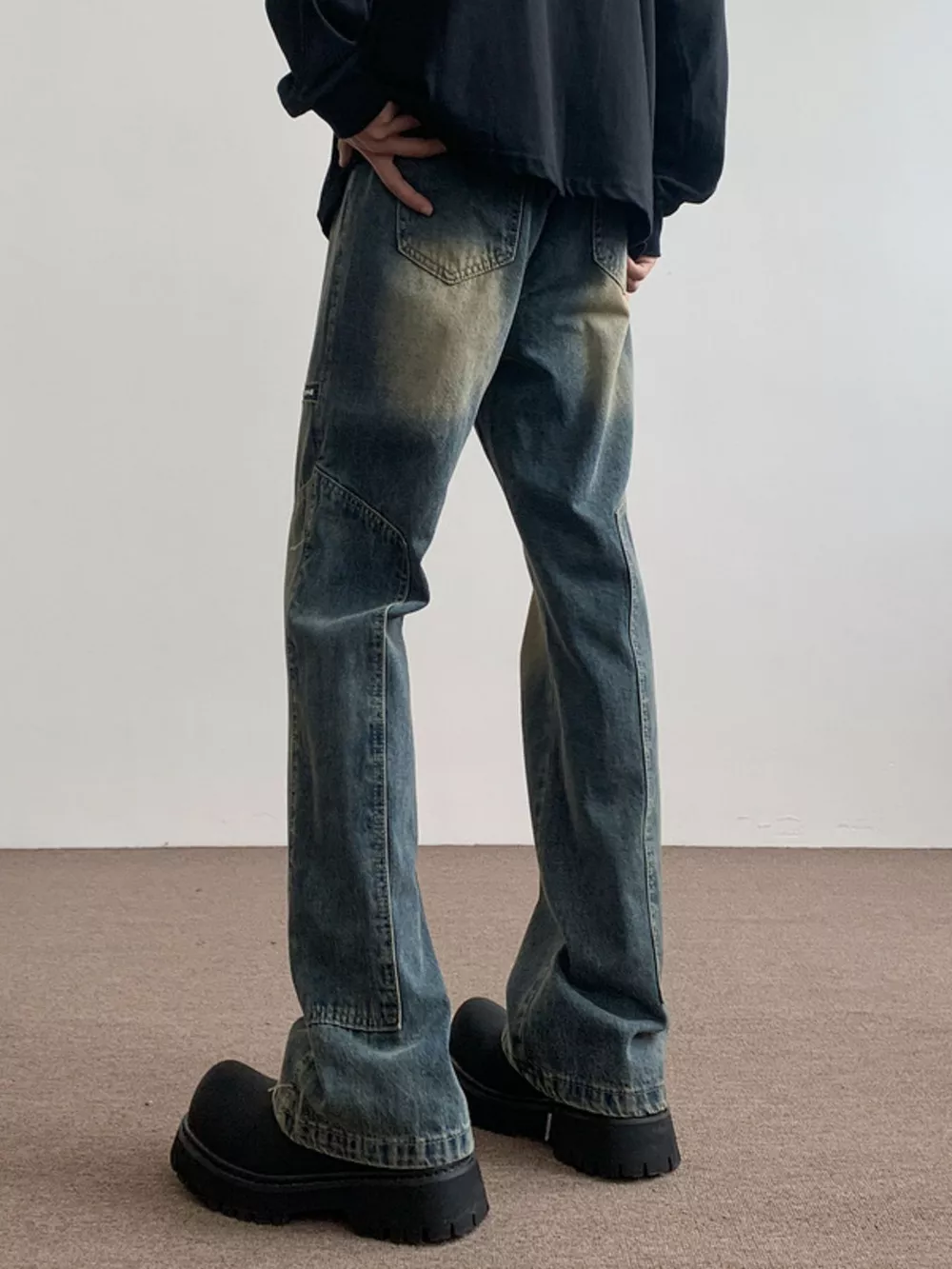 Men's Vintage Wash Flare Jeans, image 5