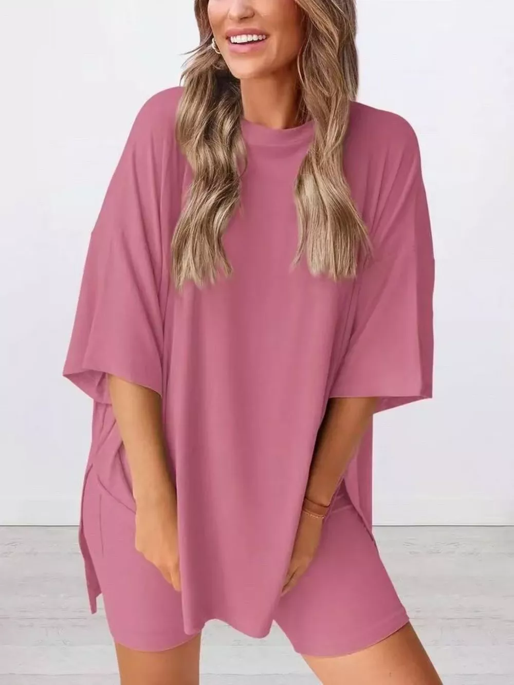 Full Size Half Sleeve T-Shirt and Shorts Set Plus Size, image 6