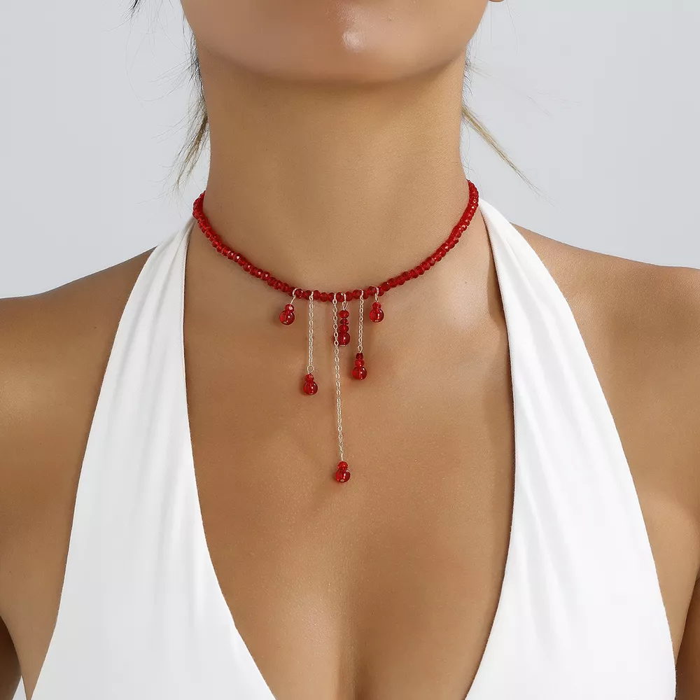 Gothic Beaded Tassel Necklace, image 2