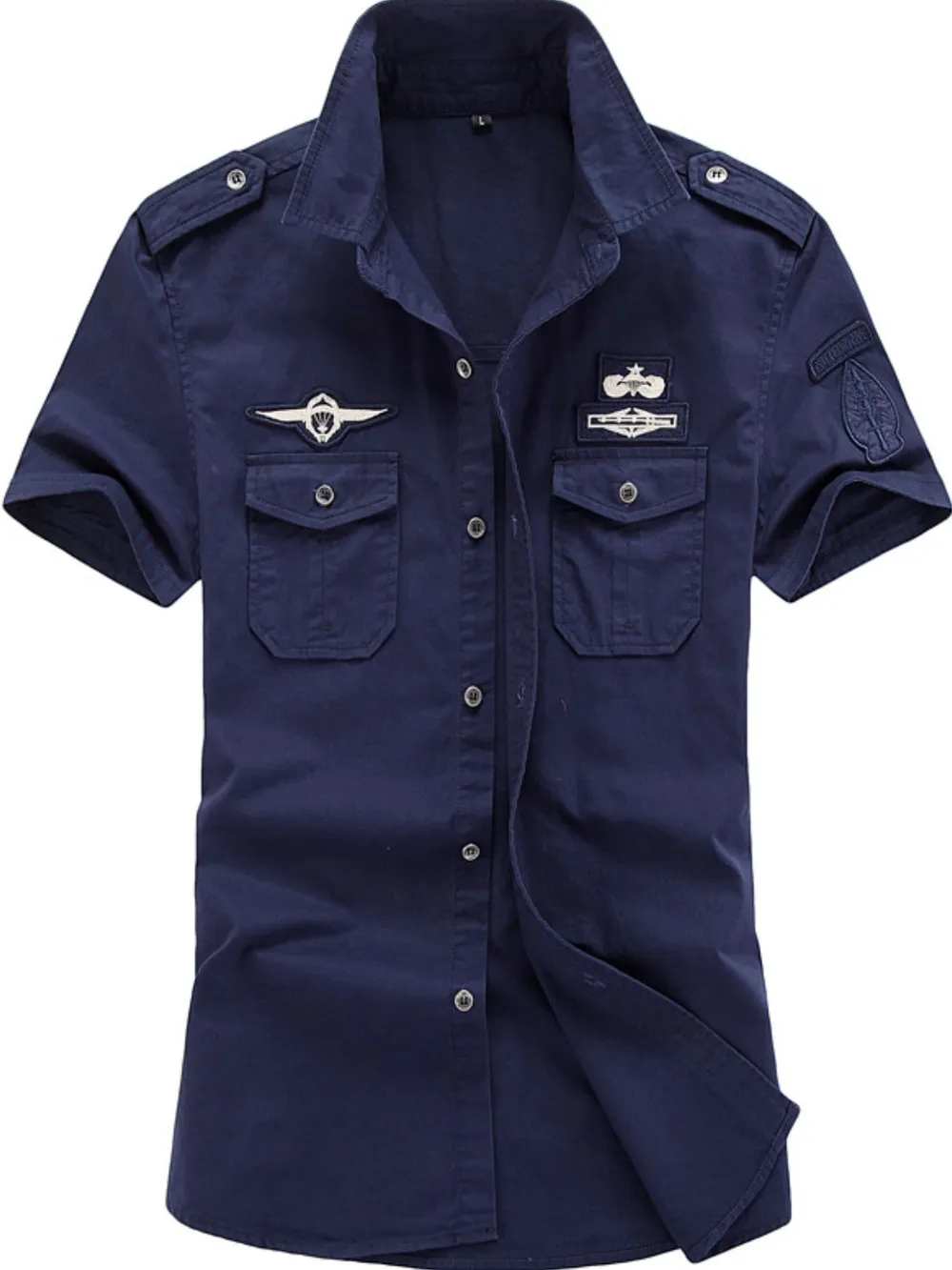 Men's Plus Size Embroidered Collared Neck Short Sleeve Shirt, image 5