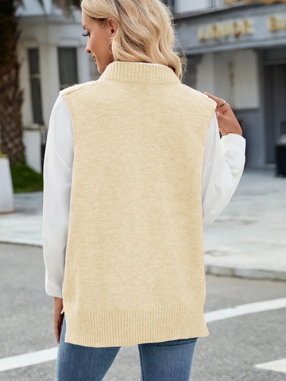 Cable Knit V-Neck Sweater Vest, image 3