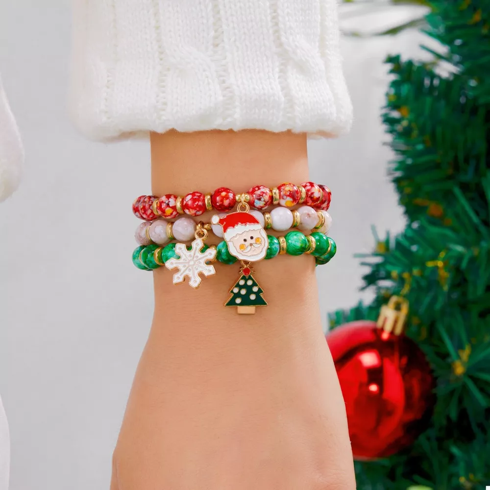 3 Piece Christmas Charm Beaded Bracelet, image 4