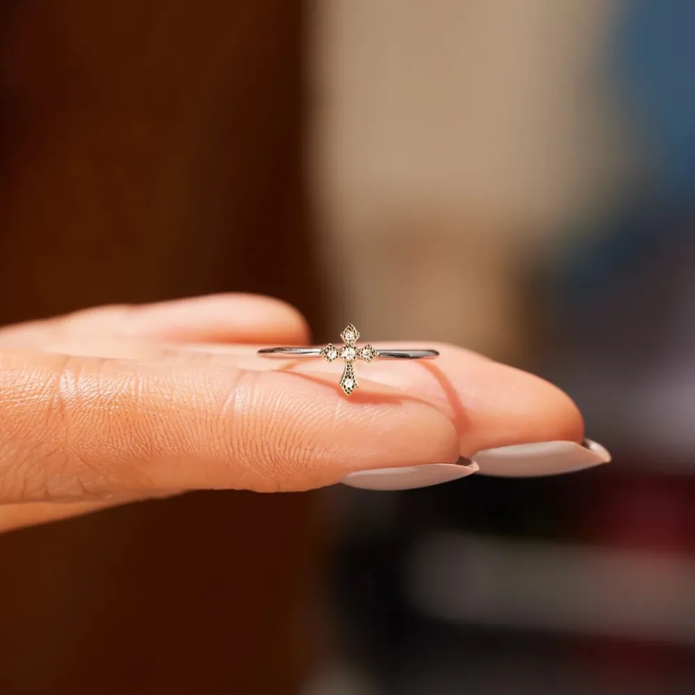 925 Sterling Silver Cross Ring, image 2