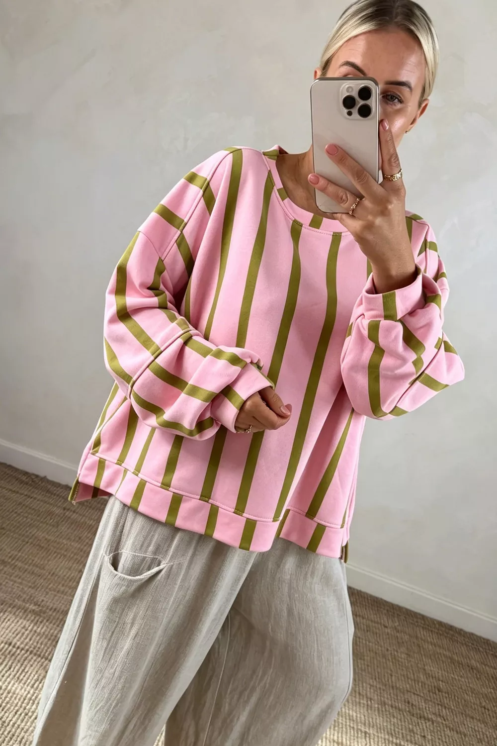 Striped Dropped Shoulder Oversized Sweatshirt, image 5