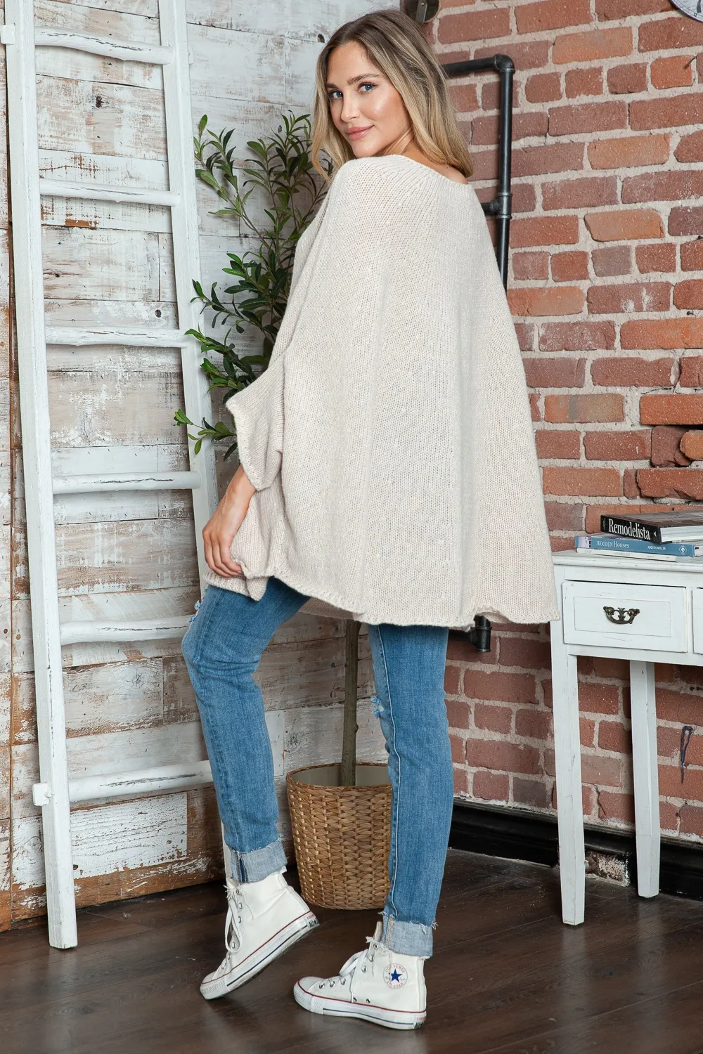Round Neck Batwing Sleeve Sweater, image 16