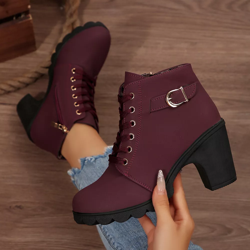 Lace Up Block Heels Boots, image 11