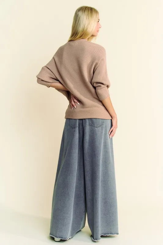 Round Neck Batwing Sleeve Sweater, image 7