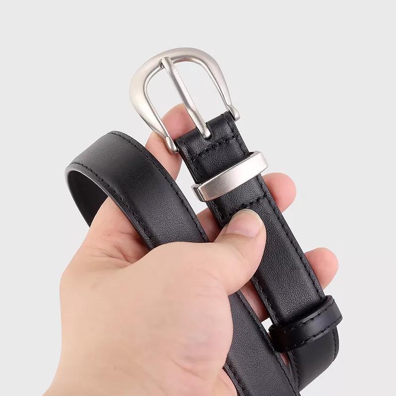 Classic Leather Belt with Silver Buckle, image 2