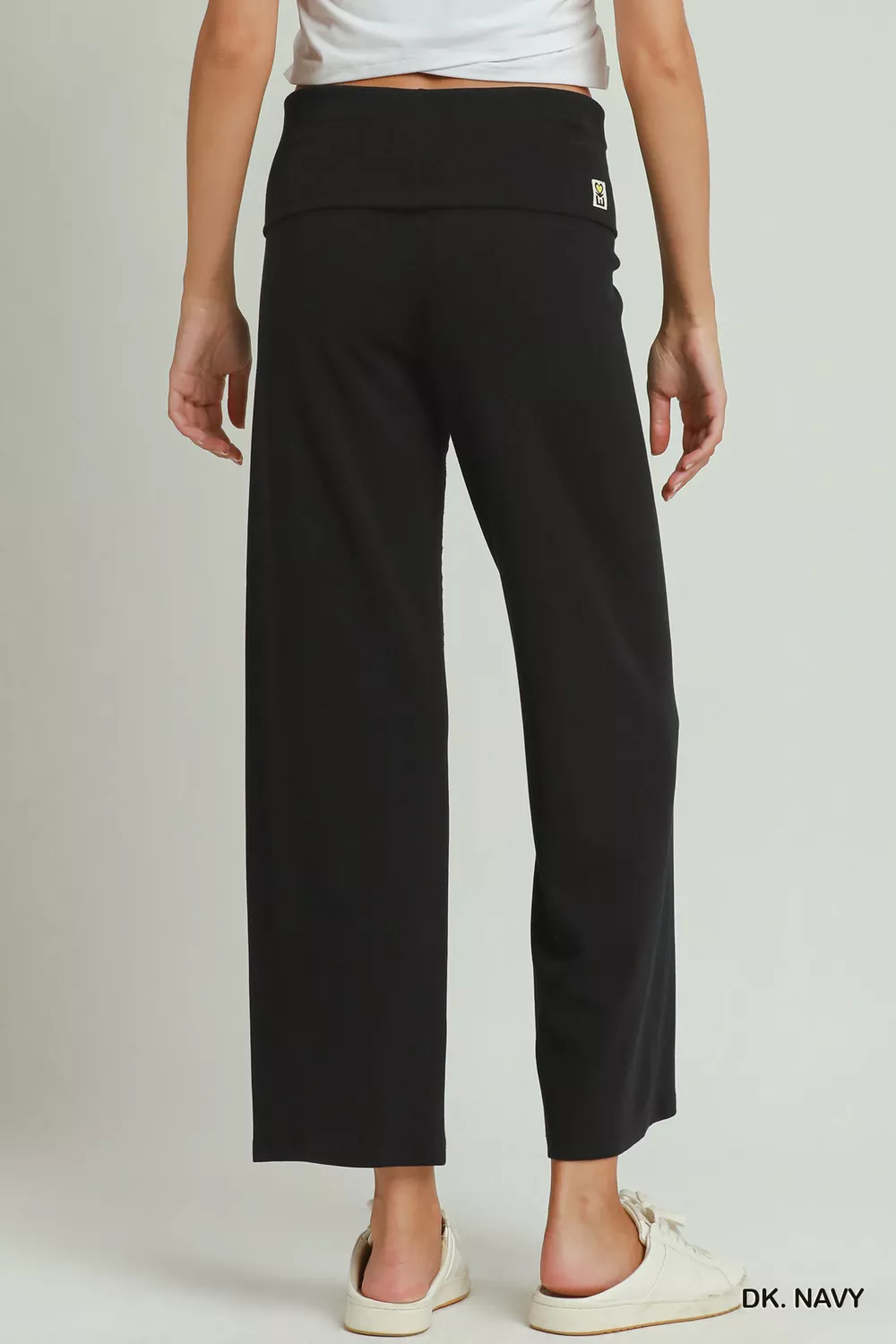 Cotton Viscose Folded Waistband Straight Leg Pants, image 3