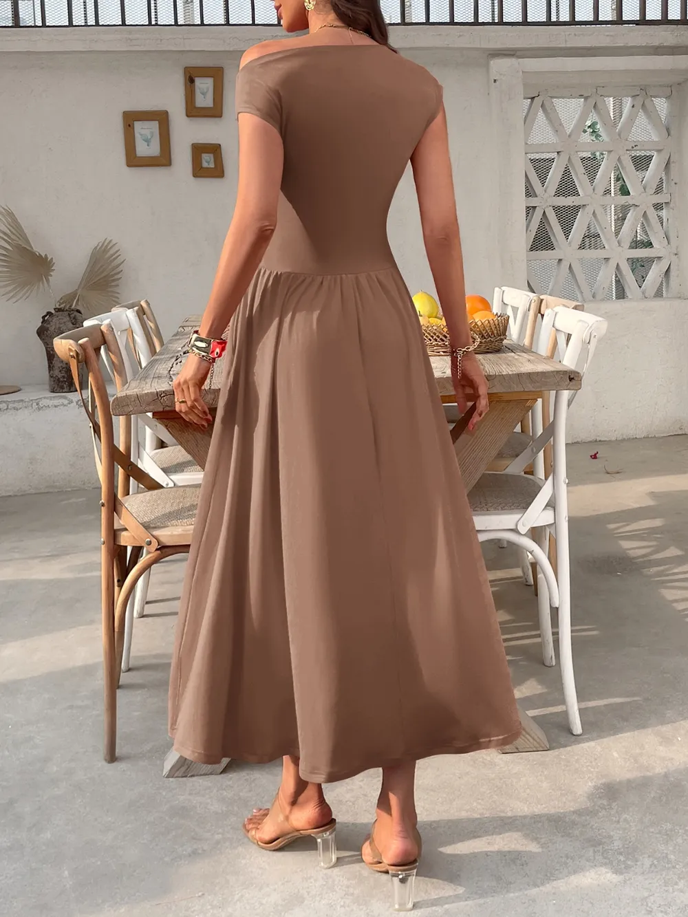 Single Shoulder Midi Dress with Pockets, image 5