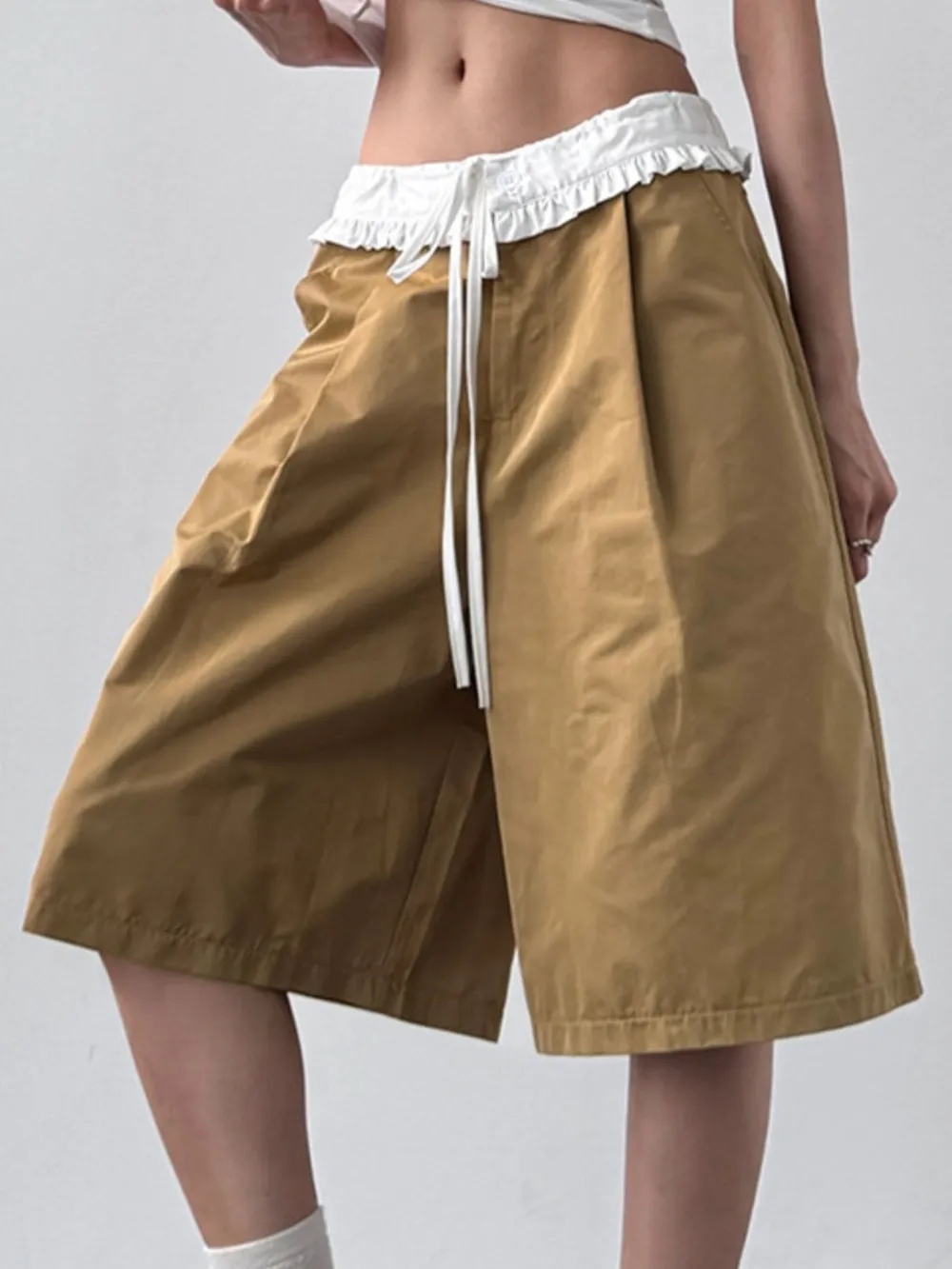 Contrast Waistband Wide-Leg Shorts, image 5