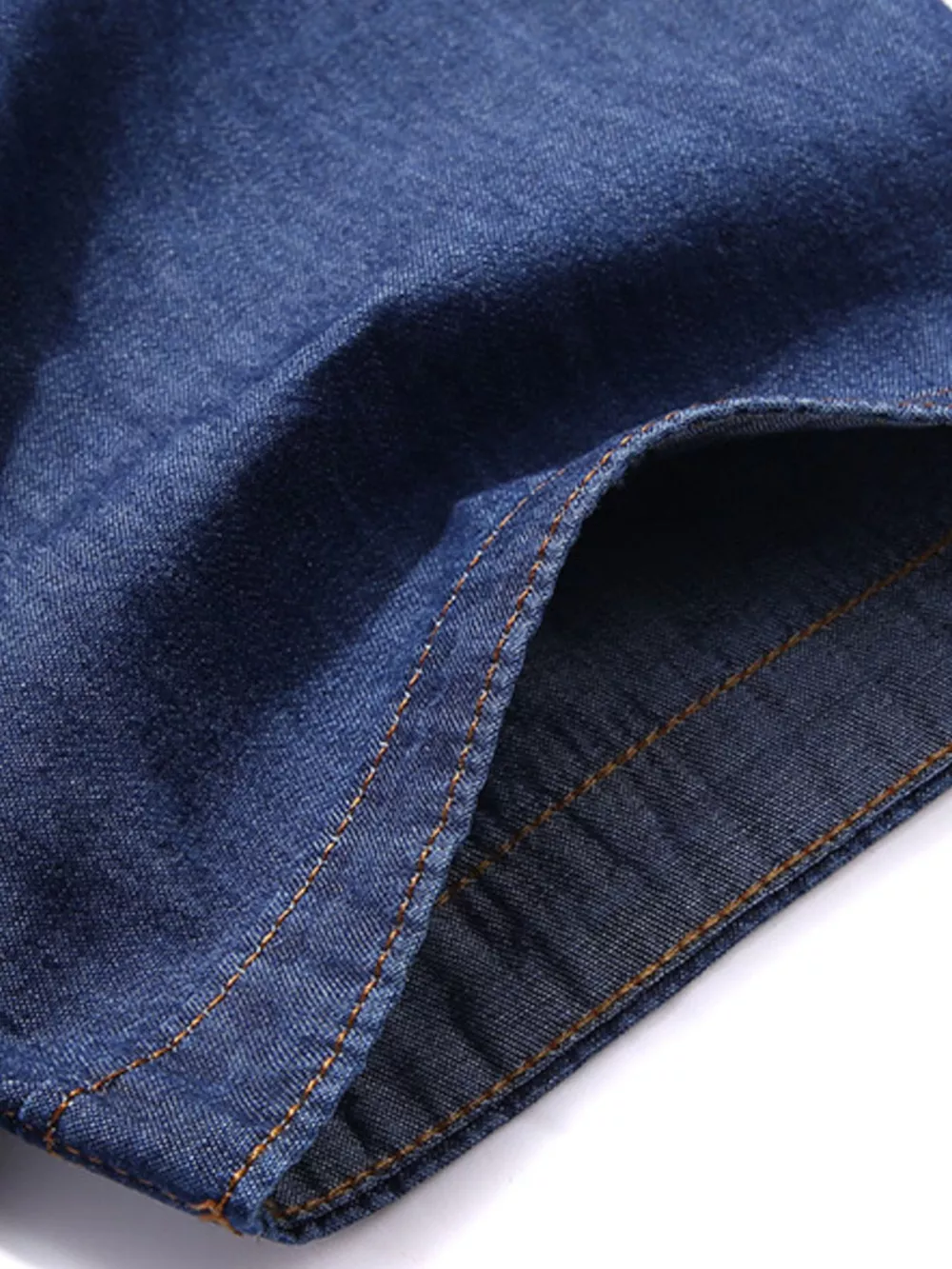 Men's Full Size Casual Short Sleeve Denim Shirt Plus Size, image 3