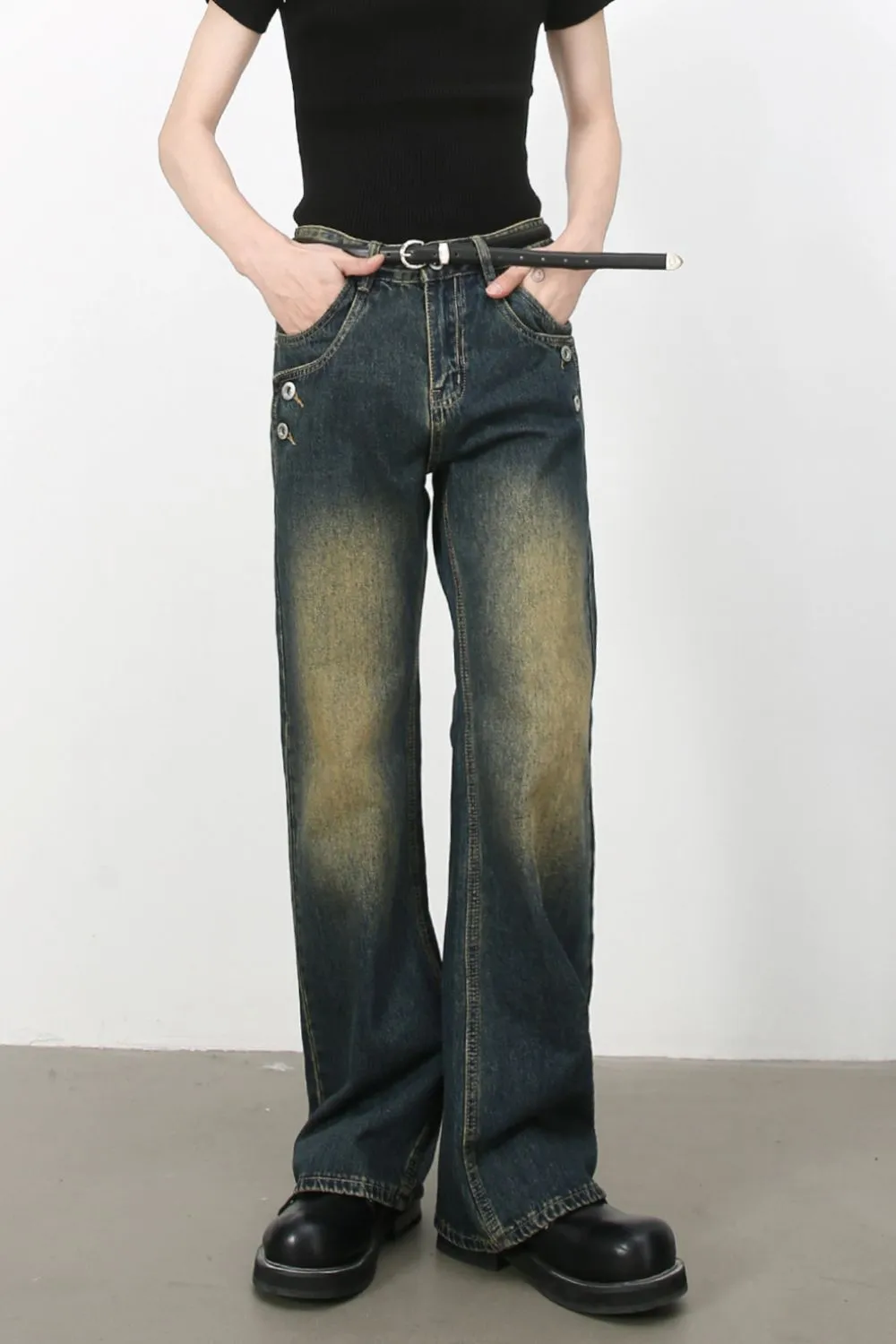 Men's Bootcut Jeans with Pockets, image 3