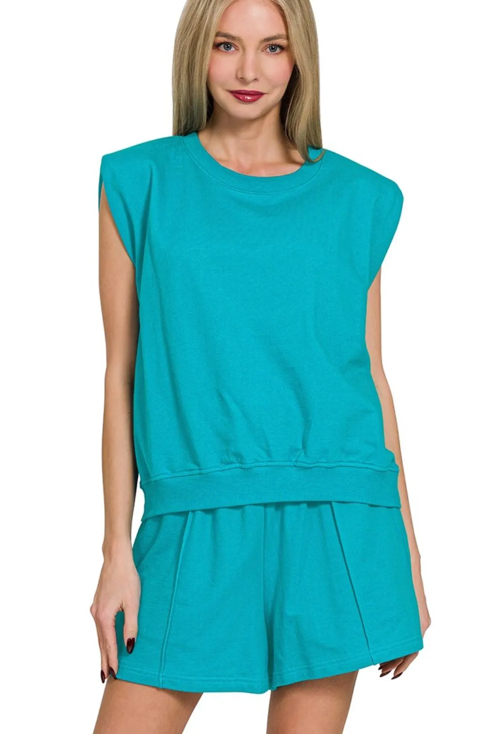 French Terry Sleeveless Top & Shorts Set