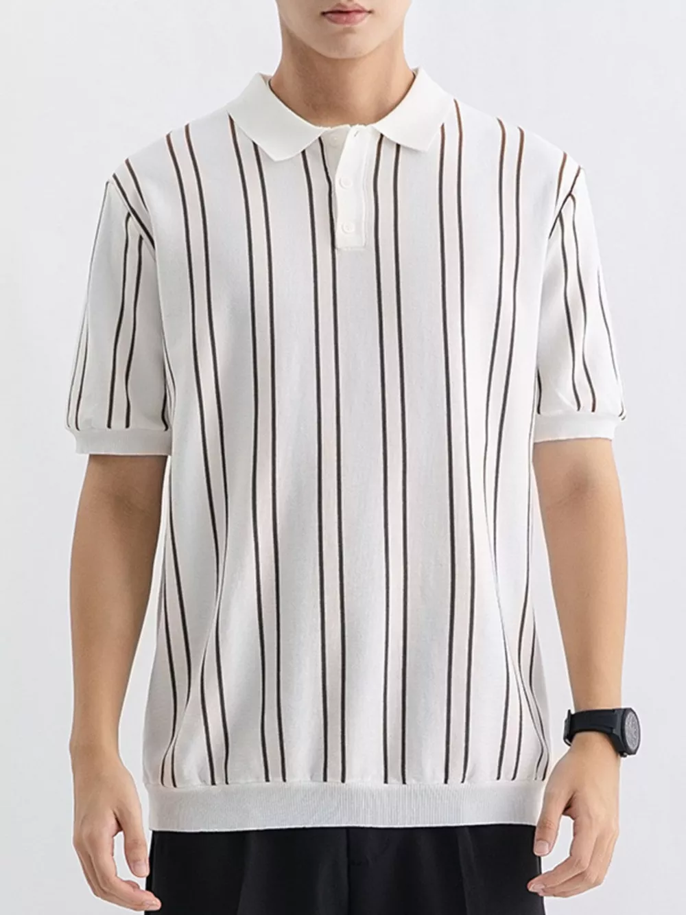 Men's Plus Size Striped Casual Fit Polo, image 7