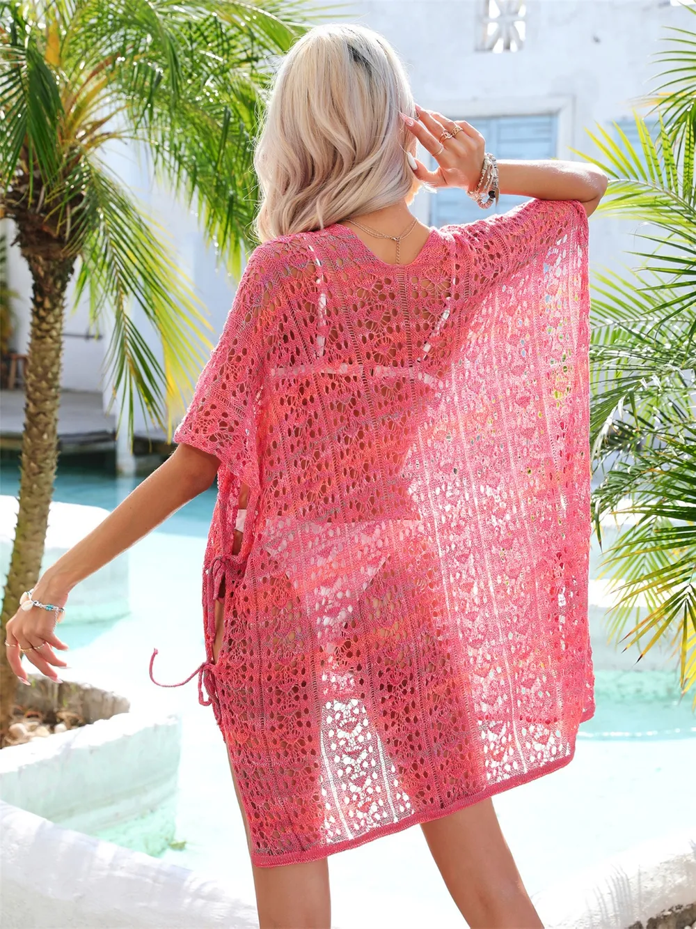 Slit Openwork V-Neck Cover Up, image 20