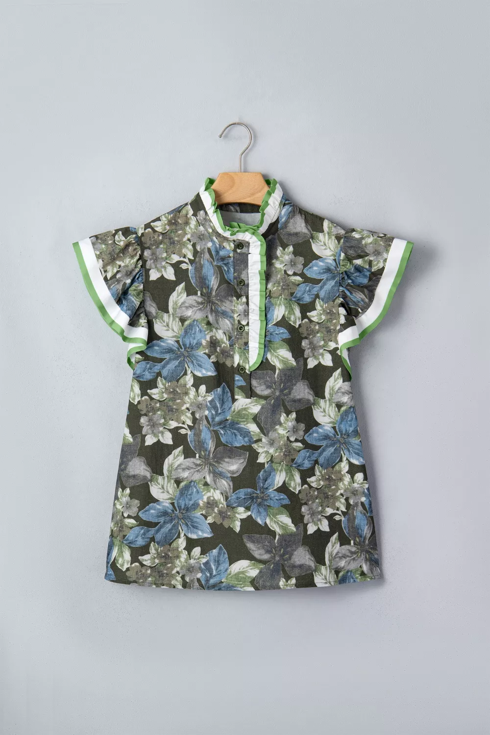 Ruffled Short Sleeve Floral Summer Blouse, image 5