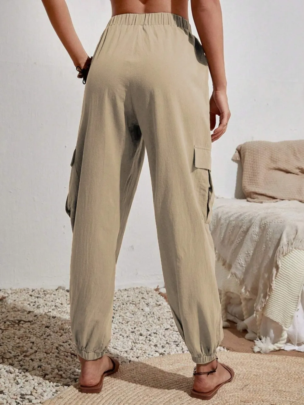 Drawstring Joggers with Cargo Pockets, image 3