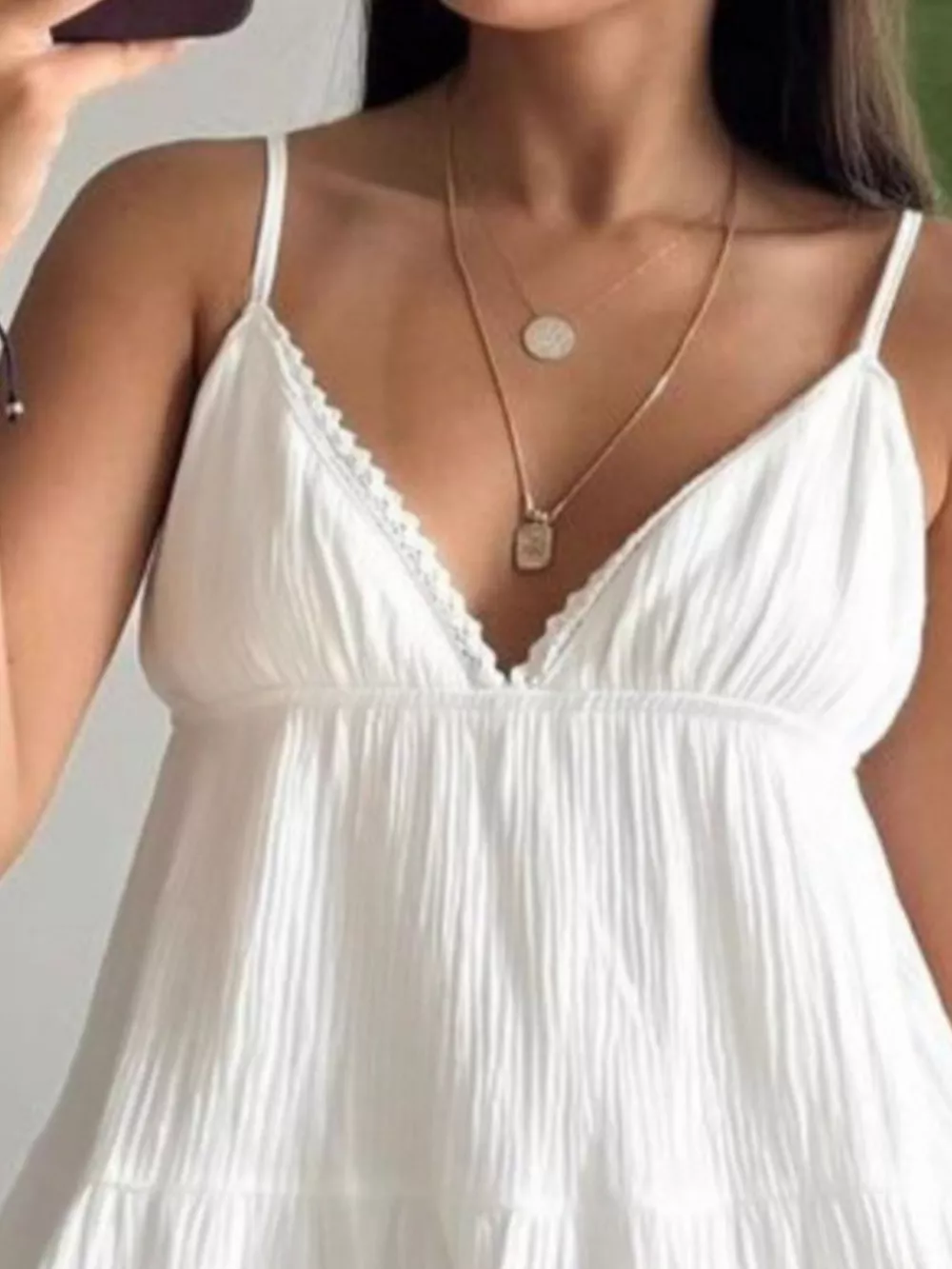 V-Neck Tiered Mini Dress, image 4
